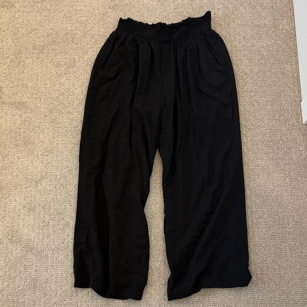 Pink Lily Far And Wide Smocked Waist Black Pants - Extra Large